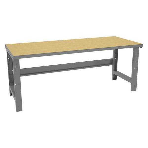 Bolted Workbench, Particleboard, 72 in W, 27-7/8 in to 35-3/8 in Height, 1,800 lb, Straight