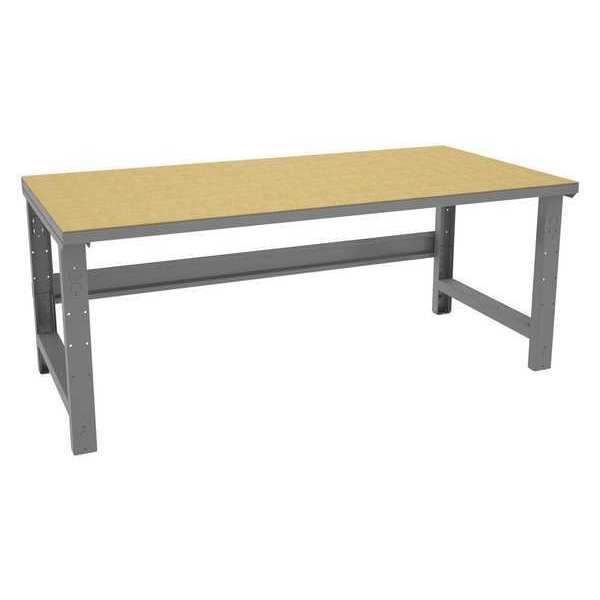 Bolted Workbench, Particleboard, 72 in W, 27-7/8 in to 35-3/8 in Height, 1,800 lb, Straight