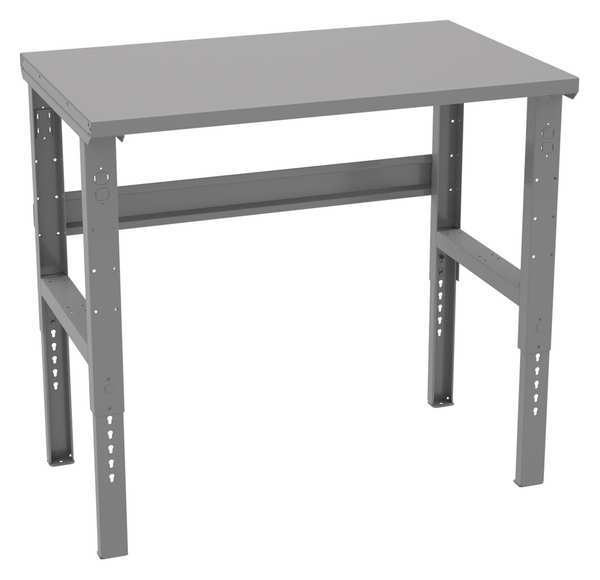 Bolted Workbench, Steel, 48 in W, 35-3/8 in to 41-3/8 in Height, 4,000 lb, Straight