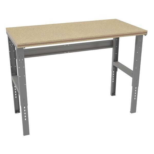 Bolted Workbench, Shop Top, 60 in W, 35-3/8 in to 41-3/8 in Height, 1,900 lb, Straight