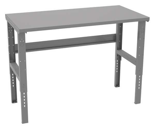 Bolted Workbench, Steel, 60 in W, 35-3/8 in to 41-3/8 in Height, 2,500 lb, Straight