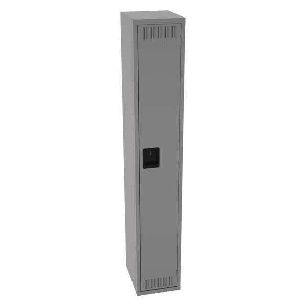 Wardrobe Locker, 12 in W, 15 in D, 72 in H, (1) Tier, (1) Wide, Medium Gray