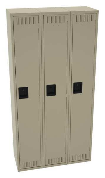 Wardrobe Locker, 36 in W, 15 in D, 72 in H, (1) Tier, (3) Wide, Sand
