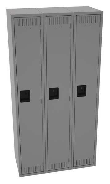 Wardrobe Locker, 36 in W, 18 in D, 72 in H, (1) Tier, (3) Wide, Medium Gray