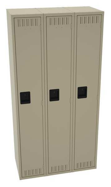 Wardrobe Locker, 36 in W, 18 in D, 72 in H, (1) Tier, (3) Wide, Sand