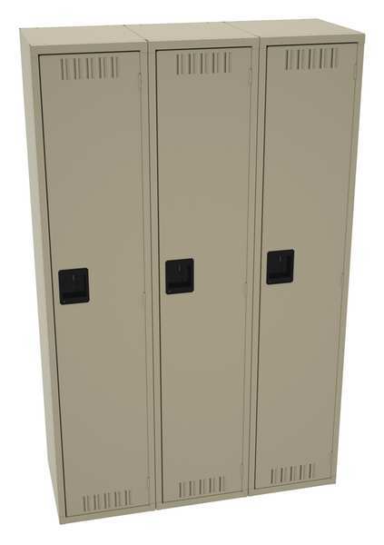 Wardrobe Locker, 36 in W, 18 in D, 78 in H, (1) Tier, (3) Wide, Sand