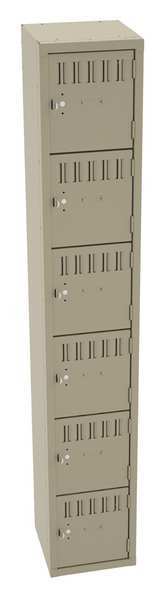 Box Locker, 12 in W, 12 in D, 72 in H, (1) Wide, Sand