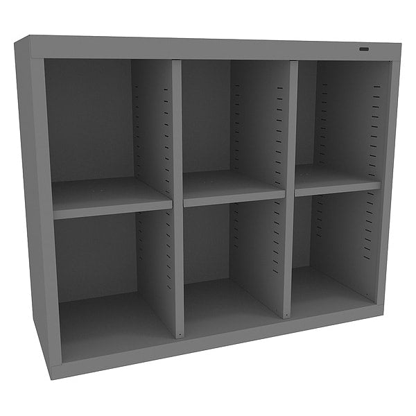 Steel Cubbie Cabinet, 13 1/2 in D x 30 in H x 34 1/2 in W, 4 Shelves, Gray