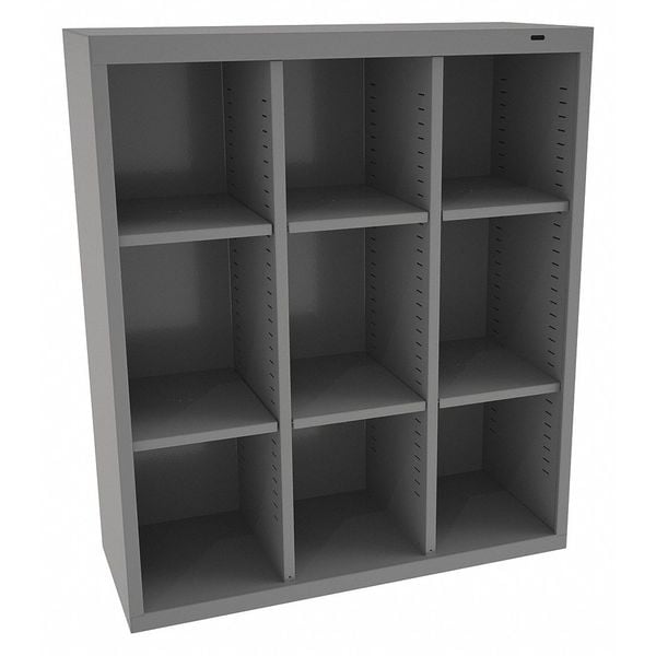 Steel Cubbie Cabinet, 13 1/2 in D x 40 in H x 34 1/2 in W, 4 Shelves, Gray