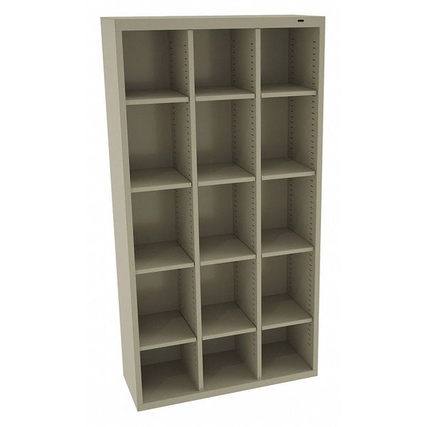 Steel Cubbie Cabinet, 13 1/2 in D x 66 in H x 34 1/2 in W, 6 Shelves, Sand