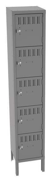Box Locker, 12 in W, 12 in D, 66 in H, (1) Wide, Gray