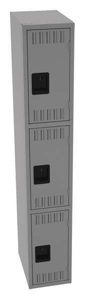 Wardrobe Locker, 12 in W, 18 in D, 72 in H, (1) Wide, (3) Openings, Medium Gray
