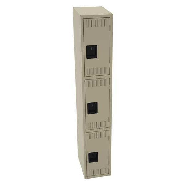 Wardrobe Locker, 12 in W, 18 in D, 72 in H, (1) Wide, (3) Openings, Sand