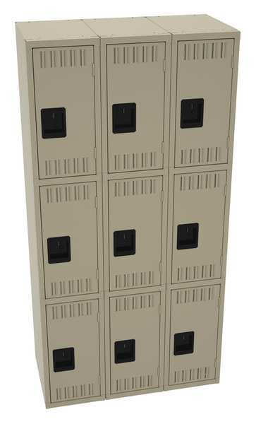 Wardrobe Locker, 36 in W, 18 in D, 72 in H, (3) Tier, (3) Wide, Sand