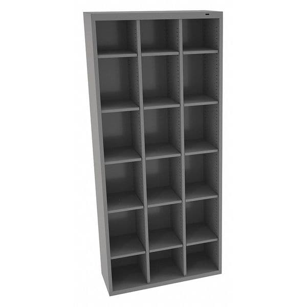 Steel Cubbie Cabinet, 13 1/2 in D x 78 in H x 34 1/2 in W, 7 Shelves, Gray