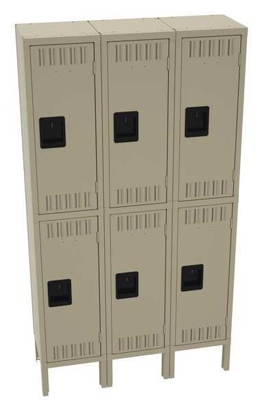 Wardrobe Locker, 36 in W, 12 in D, 66 in H, (2) Tier, (3) Wide, Sand