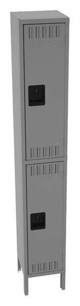 Wardrobe Locker, 12 in W, 12 in D, 78 in H, (1) Wide, (2) Openings, Medium Gray