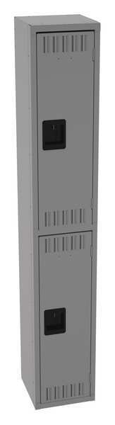 Wardrobe Locker, 12 in W, 12 in D, 72 in H, (1) Wide, (2) Openings, Medium Gray