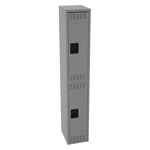 Wardrobe Locker, 12 in W, 15 in D, 72 in H, (1) Wide, (2) Openings, Medium Gray