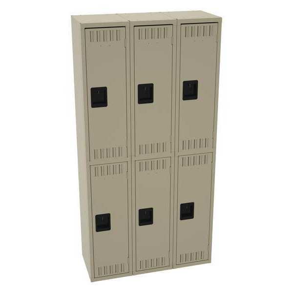 Wardrobe Locker, 36 in W, 15 in D, 72 in H, (2) Tier, (3) Wide, Sand