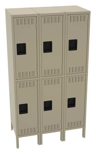 Wardrobe Locker, 36 in W, 18 in D, 66 in H, (2) Tier, (3) Wide, Sand