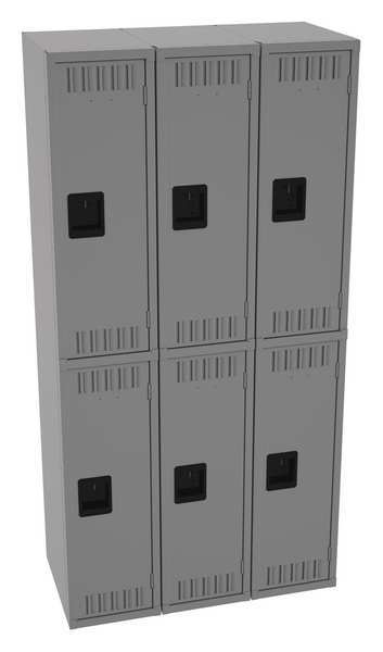 Wardrobe Locker, 36 in W, 18 in D, 72 in H, (2) Tier, (3) Wide, Medium Gray