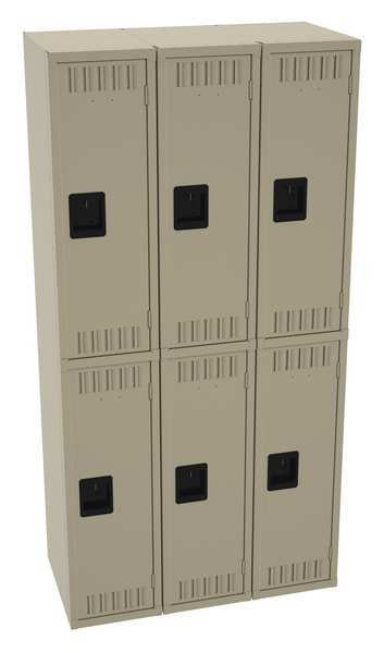 Wardrobe Locker, 36 in W, 18 in D, 72 in H, (2) Tier, (3) Wide, Sand