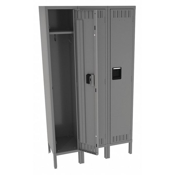 Wardrobe Locker, 36 in W, 15 in D, 66 in H, (1) Tier, (3) Wide, Medium Gray
