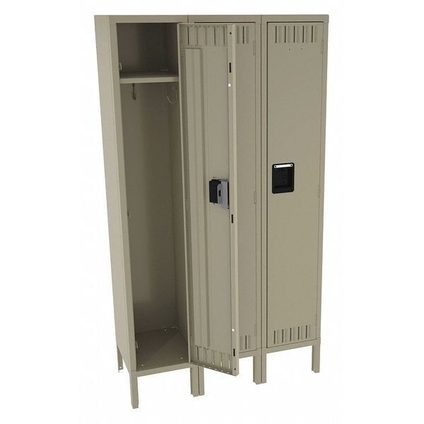 Wardrobe Locker, 36 in W, 15 in D, 66 in H, (1) Tier, (3) Wide, Sand