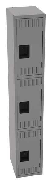 Wardrobe Locker, 12 in W, 15 in D, 72 in H, (1) Wide, (3) Openings, Medium Gray