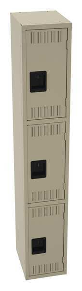 Wardrobe Locker, 12 in W, 15 in D, 72 in H, (1) Wide, (3) Openings, Sand