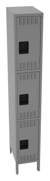 Wardrobe Locker, 12 in W, 18 in D, 78 in H, (1) Wide, (3) Openings, Medium Gray