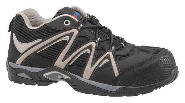 Athletic Style Work Shoes, Blk, 8, Nylon, PR