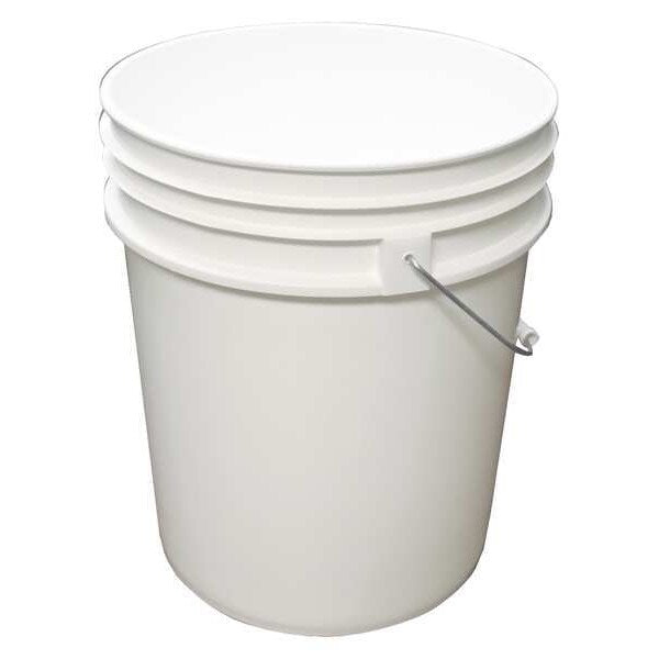 5 gal Round Bucket, White, Plastic