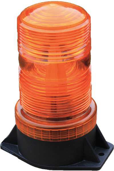 Warning Strobe, Amber, LED, 12 to 90VDC, Depth: 4 in