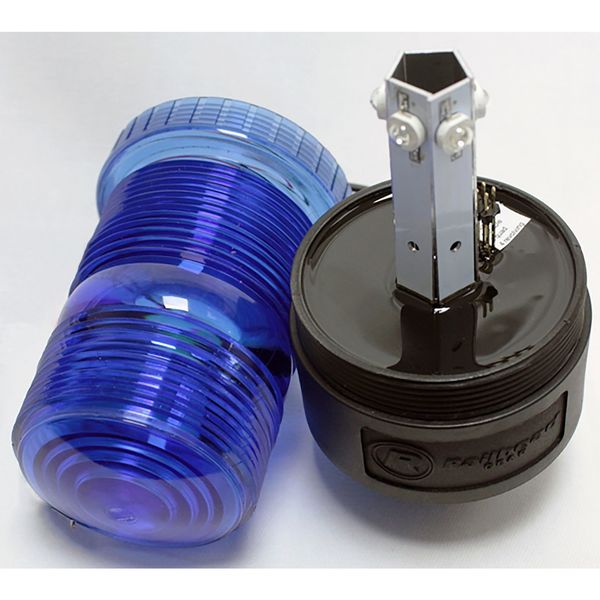 Warning Strobe, Blue, LED, 12 to 90VDC, Depth: 4 in