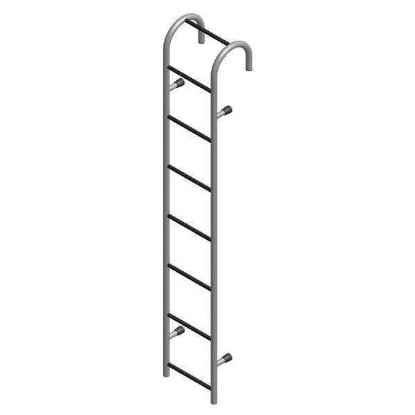 Storage Tank Ladder, Steel, 7 Steps, Gray Powder Coated Finish