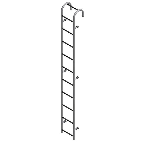 Storage Tank Ladder, Steel, 12 Steps, Gray Powder Coated Finish