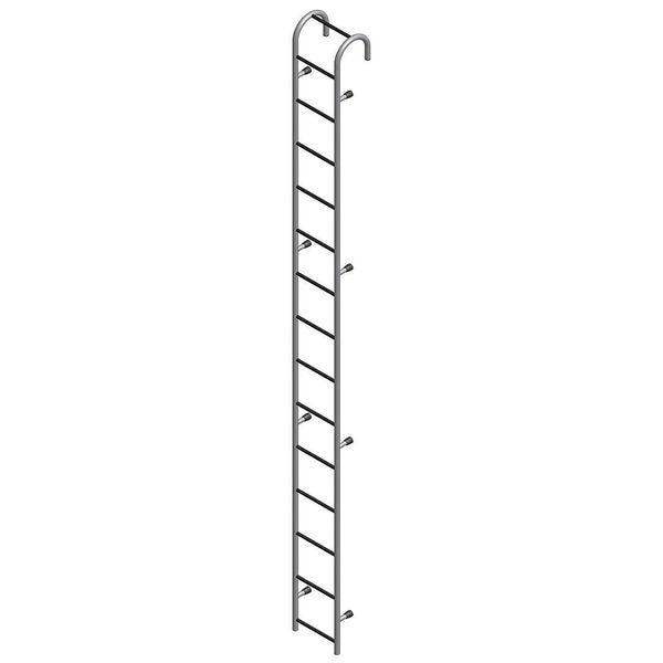 Storage Tank Ladder, Steel, 15 Steps, Gray Powder Coated Finish