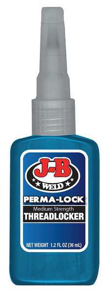 Threadlocker, J-B WELD Perma-Lock, Blue, Medium Strength, Liquid, 36 mL Bottle