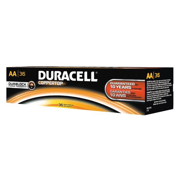 Coppertop AA Alkaline Battery, 1.5V DC, 36 Pack