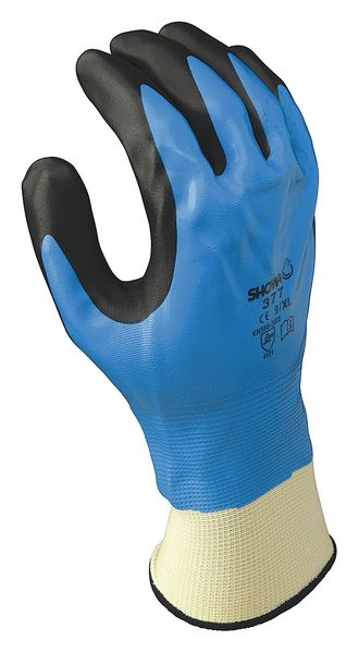 Nitrile Coated Gloves, Full Coverage, Blue, M, PR