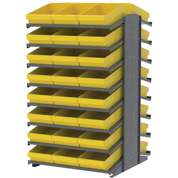 Steel Double-Sided Pick Rack, 36 in W x 60 in H x 16 Shelves, Gray