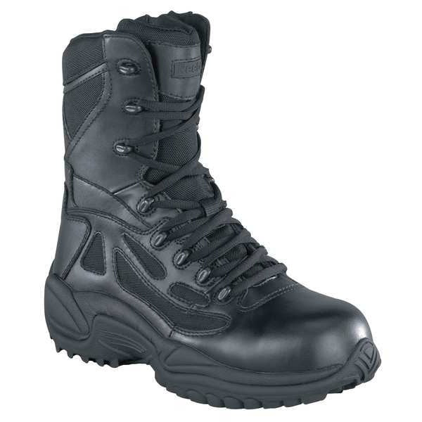 Work Boot, Comp Toe, 8In, Black, 7-1/2W, PR