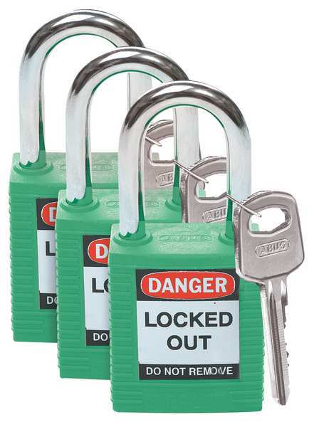 Lockout Padlock, KA, Green, 1-3/4