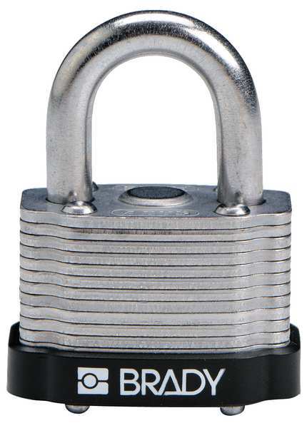 Keyed Padlock, Open, Rectangular Reinforced Steel Body, Hardened Steel Shackle, 23/32 in W
