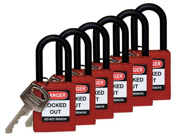 Lockout Padlock, KD, Red, 1-3/4