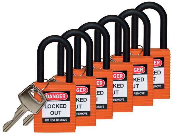 Lockout Padlock, KD, Orange, 1-3/4
