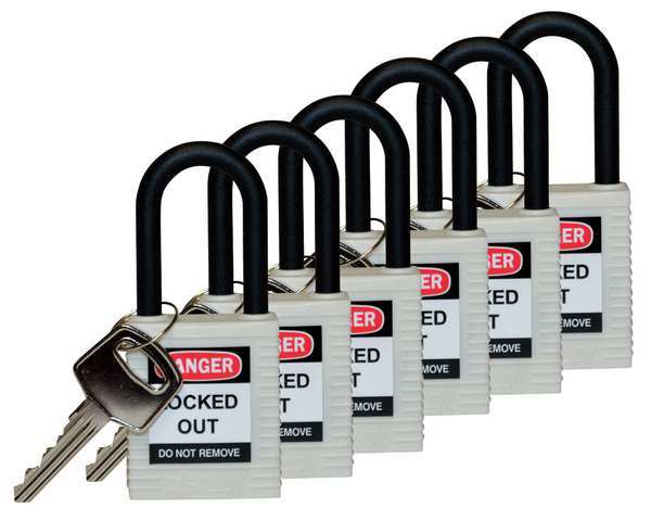 Lockout Padlock, KA, White, 1-3/4