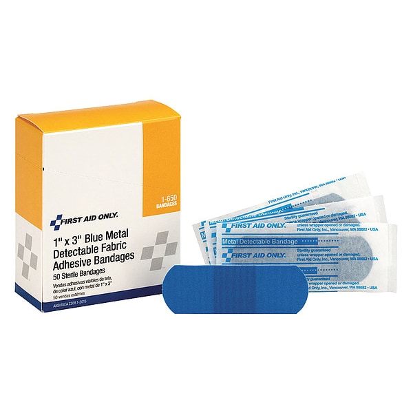 Metal Detectable Bandage, 1x3 in., PK50